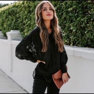 NWT love stitch/vici dolls  sheer black floral blouse